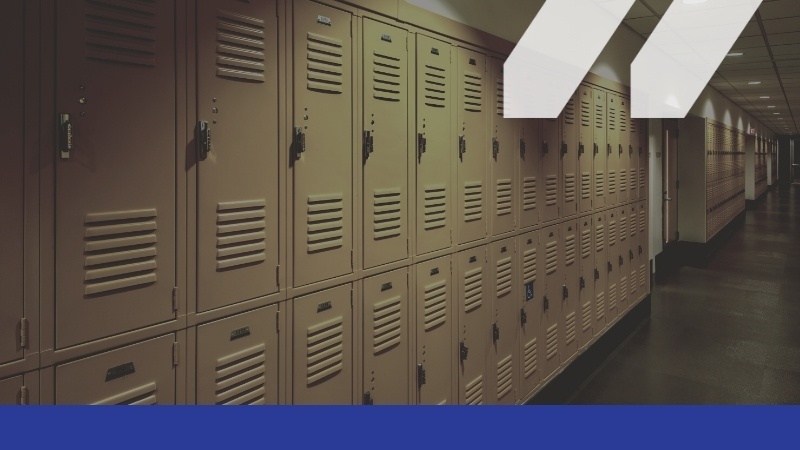 Image of a wall of lockers in a school hallway