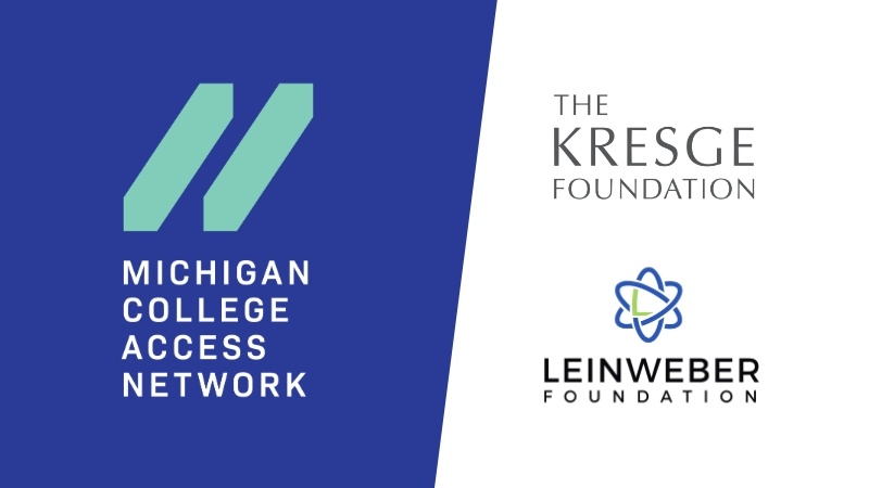 MCAN Kresge-Leinweber logos over a blue and white background