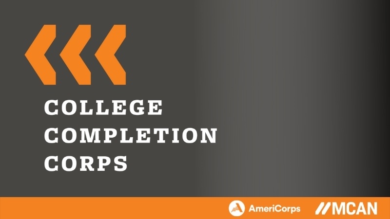 College Completion Corps word mark over a black gradient background