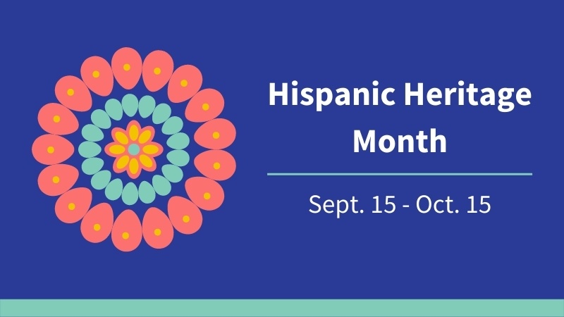 Image of a banner that displays the length of Hispanic Heritage Month, Sept. 15 - Oct. 15