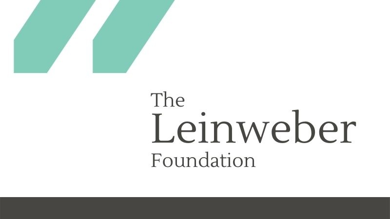 Teal MCAN logo in top left with The Leinweber Foundation logo in the bottom right over a white background