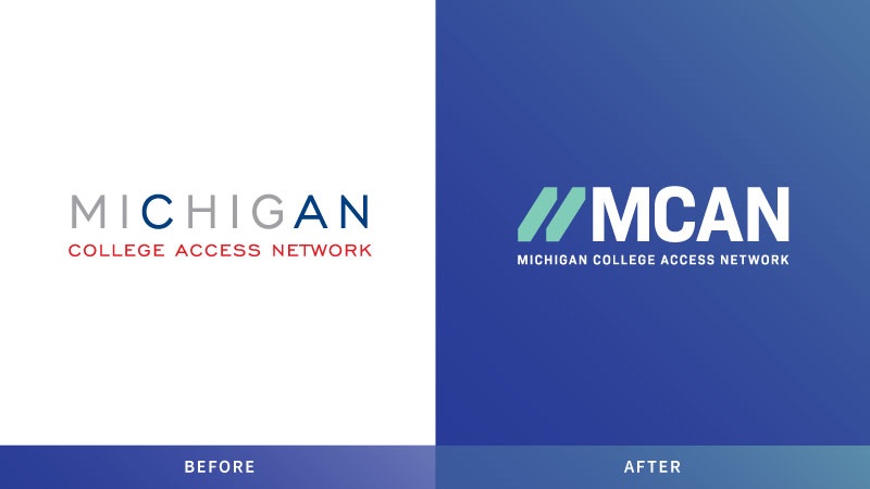 Header is a before and after of the new MCAN logo