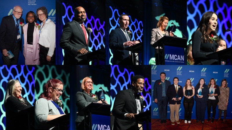 Different images of all the speakers at Michigan College Access Impact Awards 2023